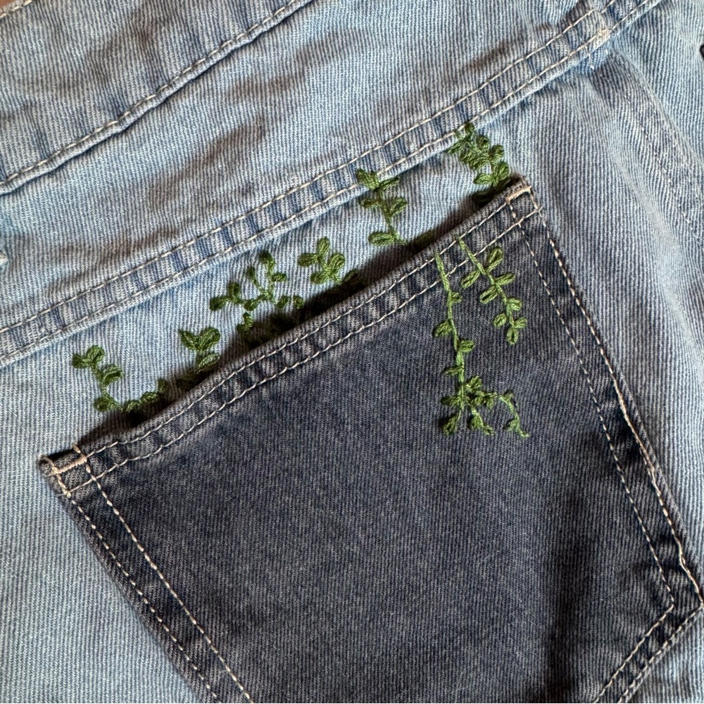 Wild Fable Denim Mini Skirt with Ivy Embroidery